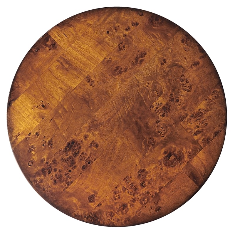 Round Rubberwood Accent Table In Olive Ash Burl