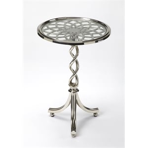 Butler Specialty Modern Expressions Glass Top Accent Table In Silver
