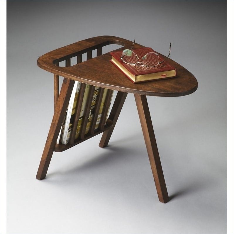 Butler Specialty Lowery Modern Triangular Magazine Wood Table in Dark Brown