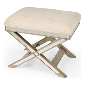 Butler Specialty Loft Mirrored Tufted Vanity Stool In Pewter