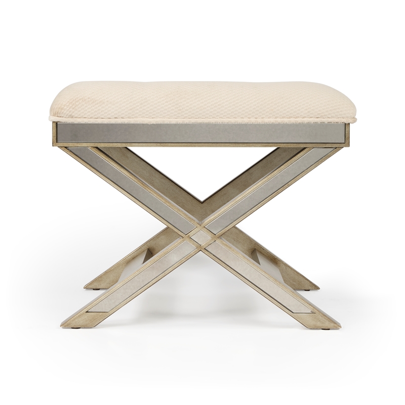 Butler Specialty Loft Mirrored Tufted Vanity Stool In Pewter
