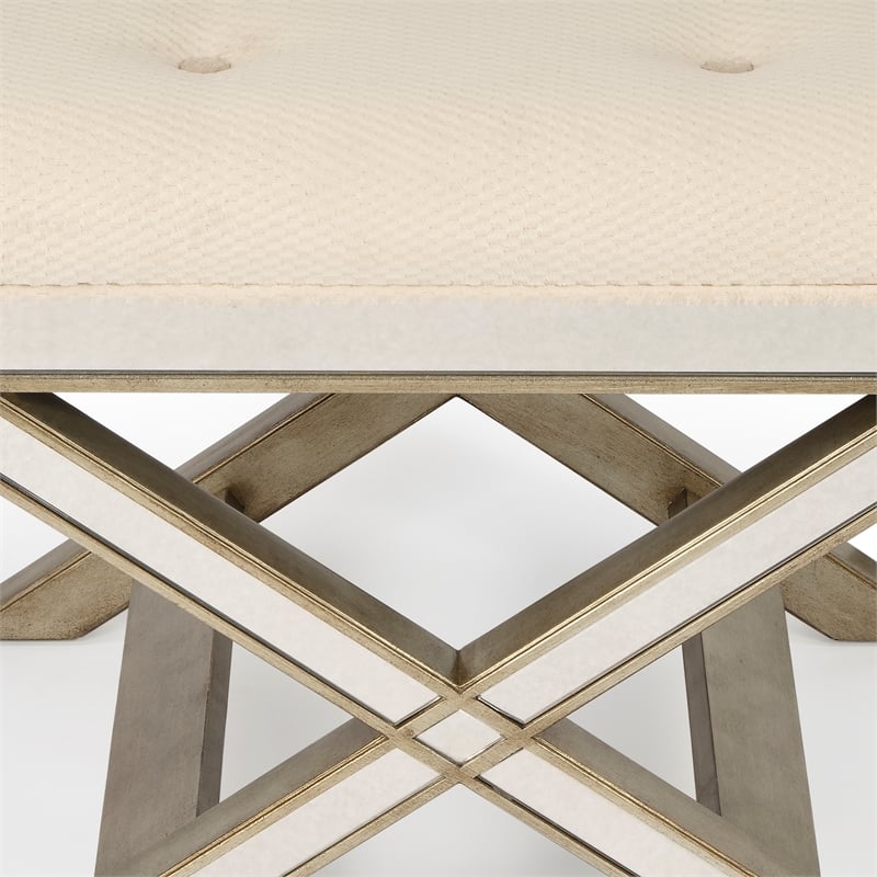 Butler Specialty Loft Mirrored Tufted Vanity Stool In Pewter