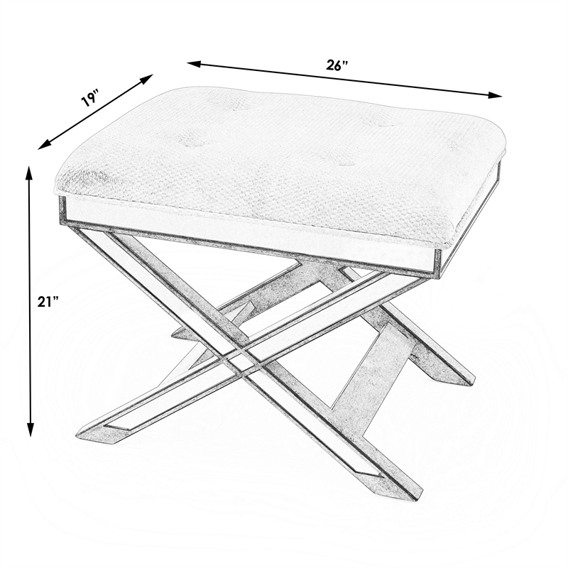 Butler Specialty Loft Mirrored Tufted Vanity Stool In Pewter