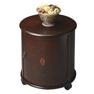 butler specialty traditional round drum table in plantation cherry