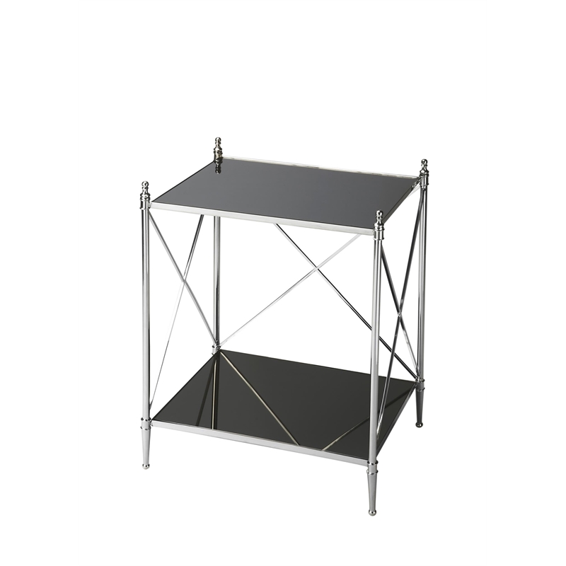 Butler Specialty Modern Expressions Mirrored End Table In Black