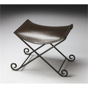 butler specialty metalworks leather vanity stool in dark brown