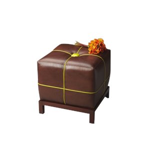 butler specialty modern expressions leather ottoman in medium brown
