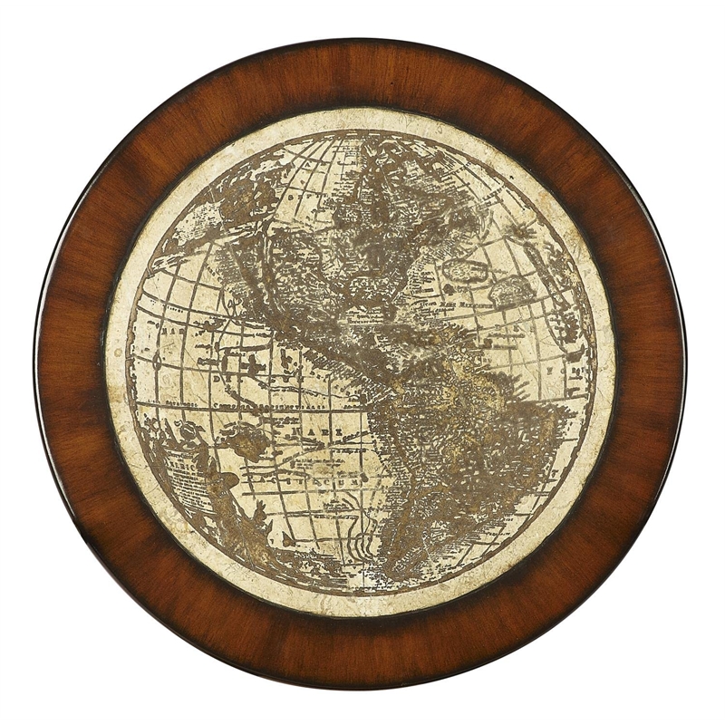 Butler Specialty Heritage Round Fossil Stone Map Accent Table