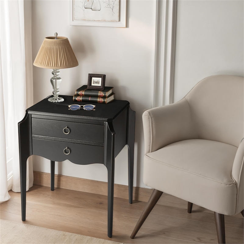 Butler Specialty Company End Table Nightstand Bedside Rectangle in Wood - Black