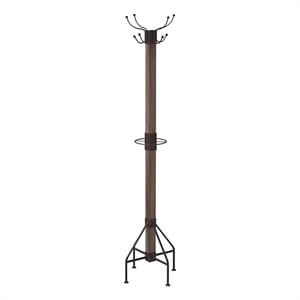 butler specialty company logan wood coat rack/tree - brown / black