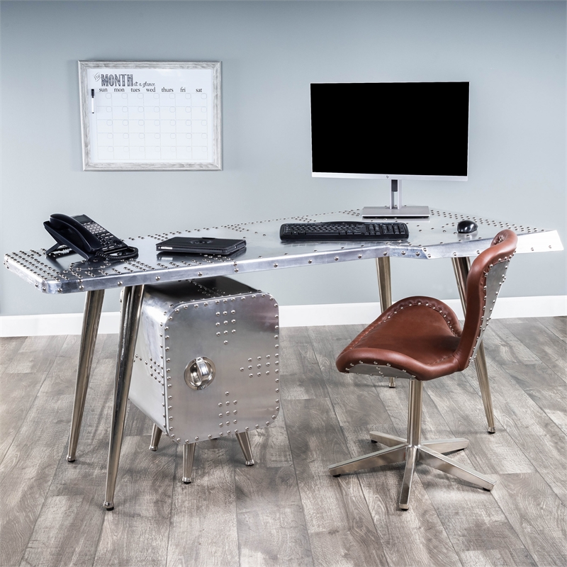 Butler Specialty Industrial Chic Midway Aviator Desk In Silver