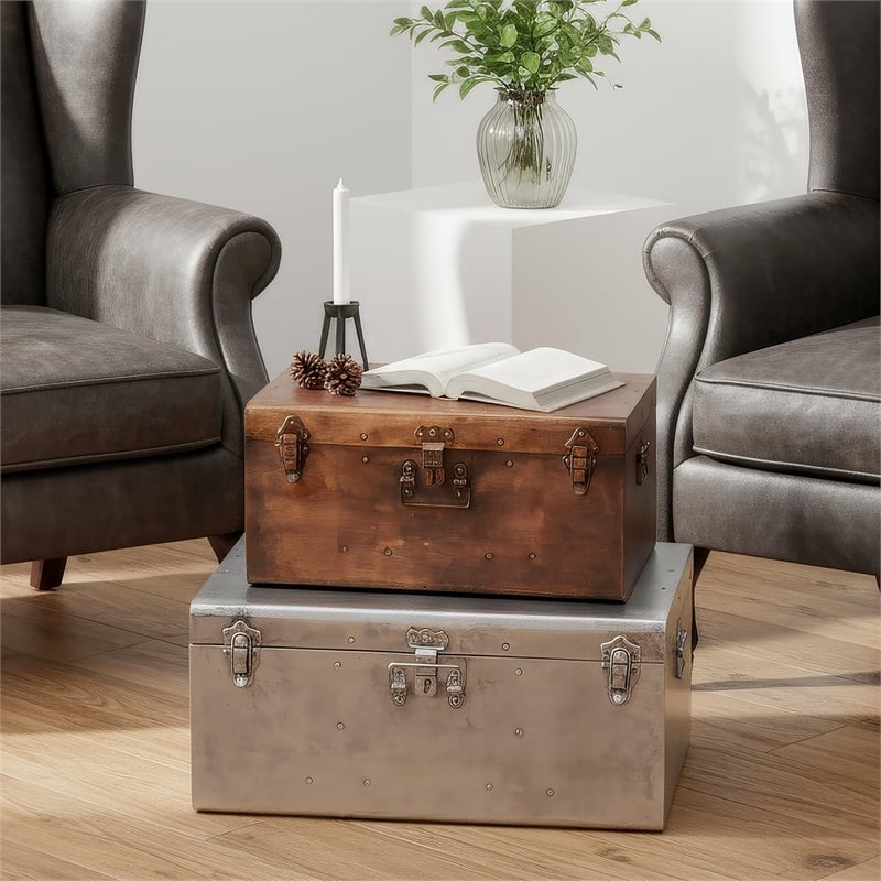 Butler Specialty Hors D'Oeuvres Spirit 3 Piece Iron Storage Trunk Set