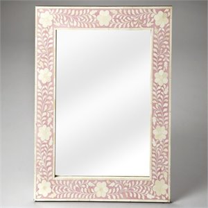 butler specialty vivienne decorative bone inlay wall mirror in pink