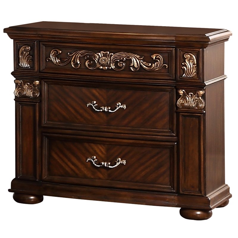 Cosmos Furniture Aspen Traditional Nightstand In Cherry Finish Wood 1075chasp