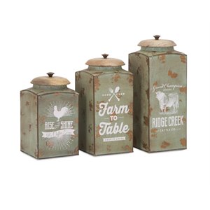 IMAX Corporation Farmhouse 3 Piece Lidded Canister Set in Green