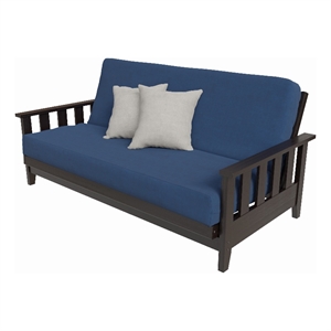 the canby futon package in black walnut finish with merlin futon and cover