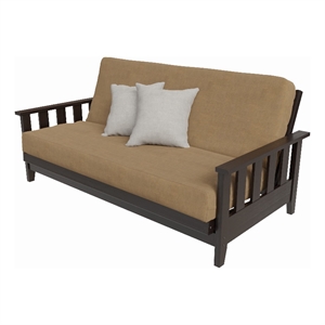 all wood canby futon package in espresso finish with merlin futon and cover