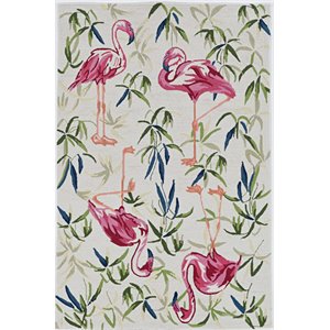 kas sonesta tropical hand hooked rug in ivory and pink flamingo 2007