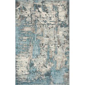 kas watercolors contemporary rug in ivory and teal 6233