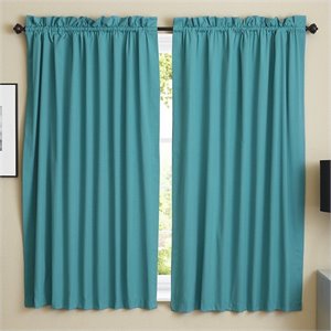 blazing needles twill curtain panels in aqua blue (set of 2)