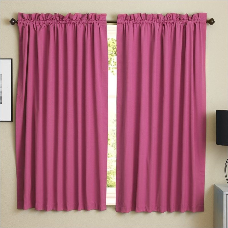 Blazing Needles Twill Curtain Panels in Bery Berry (Set of 2)