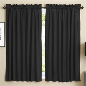 blazing needles twill curtain panels in black (set of 2)