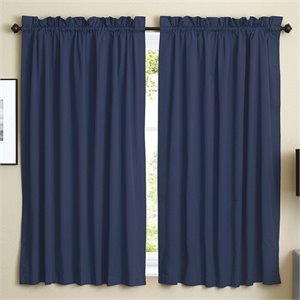 blazing needles twill curtain panels in navy blue (set of 2)