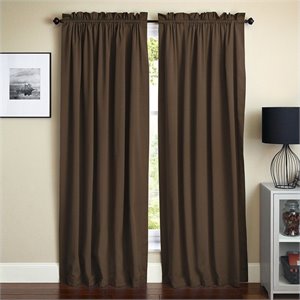 blazing needles 84 inch twill curtain panels in chocolate (set of 2)