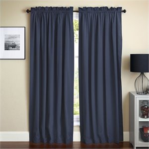 blazing needles 84 inch twill curtain panels in navy blue (set of 2)