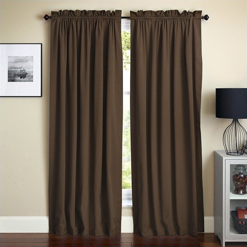 Blazing Needles 108 inch Twill Curtain Panels in Chocolate (Set of