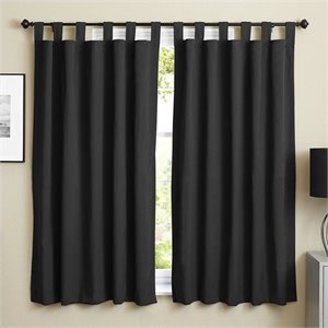 blazing needles twill curtain panels in black and steel gray (set of 2)