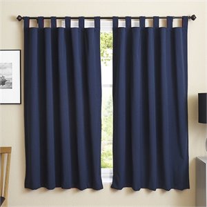 blazing needles twill curtain panels in navy blue and ruby red (set of 2)