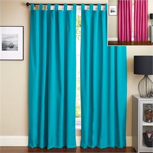 blazing needles 84 inch twill curtain panels in aqua blue and bery berry (set of 2)