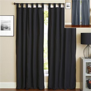 blazing needles 108 inch twill curtain panels in black and steel gray (set of 2)