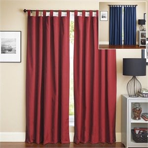 blazing needles 108 inch twill curtain panels in navy blue and ruby red (set of 2)