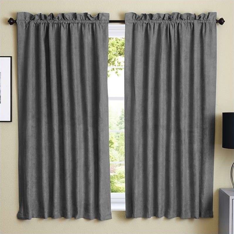 Blazing Needles 63 inch Blackout Curtain Panels in Steel Gray (Set of 2