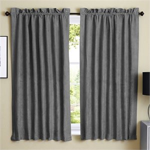 blazing needles 63 inch blackout curtain panels in steel gray (set of 2)