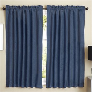 blazing needles 63 inch blackout curtain panels in indigo (set of 2)