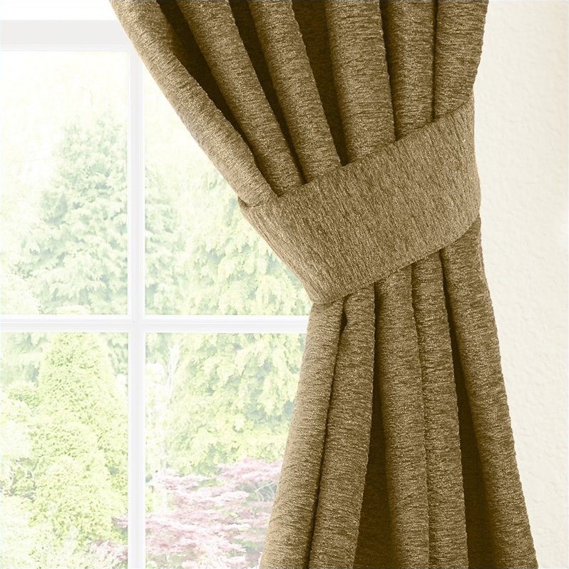 Blazing Needles 63 inch Jacquard Chenille Curtain Panels in Champaign (Set of 2)