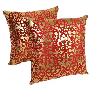 blazing needles 20 inch paisley scaled throw pillow in crimson (set of 2)