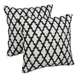 Blazing Needles Beaded Throw Pillows in Black and Ivory (Set of 2)