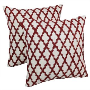 blazing needles beaded throw pillows in red and ivory (set of 2)