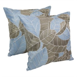 blazing needles indian picasso throw pillows in aqua blue and beige (set of 2)
