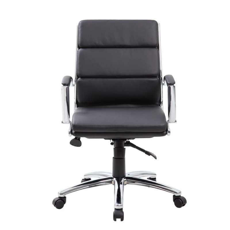 Boss Office CaressoftPlus Executive Mid-Back Chair in Black