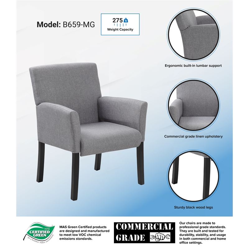 Boss Office Contemporary Guest Chair in Gray