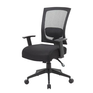 Boss Office Mesh Back 3 Paddle Fabric Upholstered Task Chair in Black