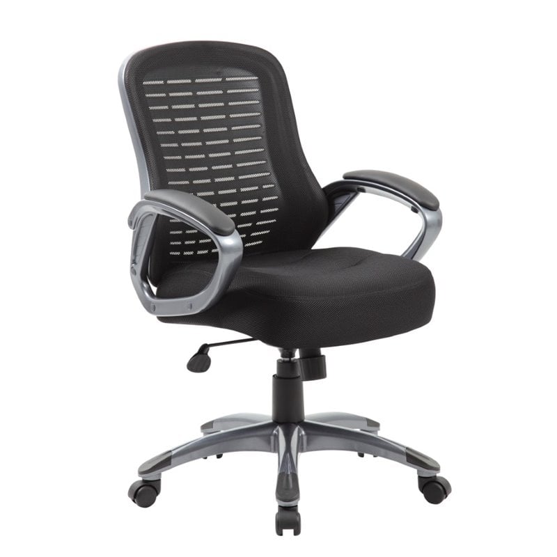 Boss Office Ribbed High Back Mesh Chair in Black