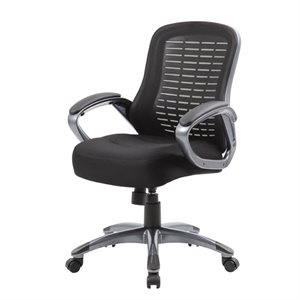 boss office ribbed high back mesh chair in black