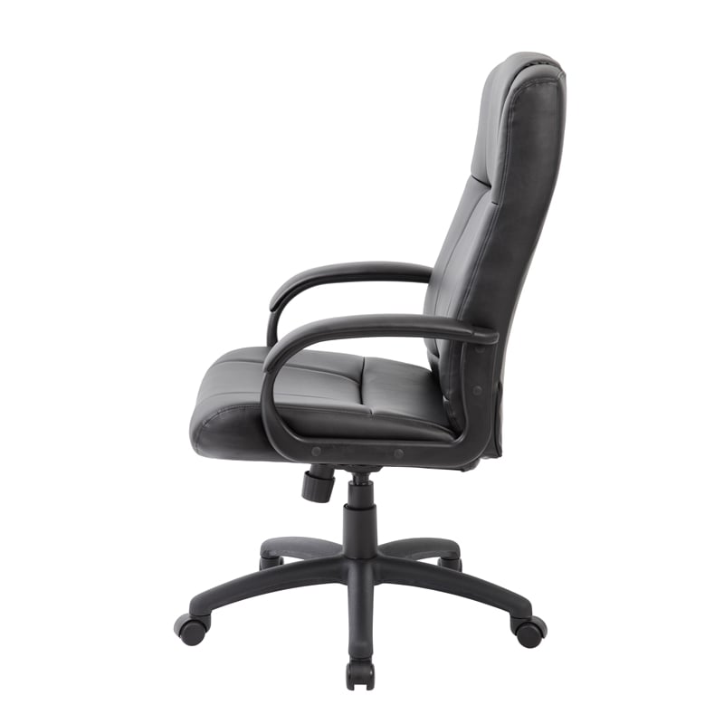 Boss Office Products Caressoftplus Vinyl Executive High Back Chair in Black