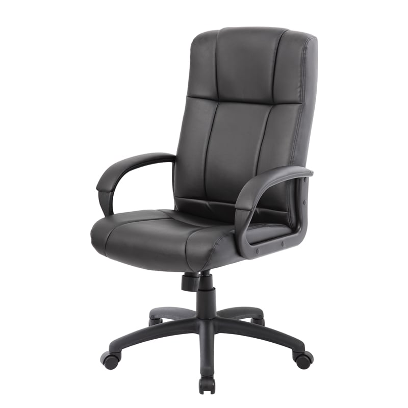 Boss Office Products Caressoftplus Vinyl Executive High Back Chair in Black